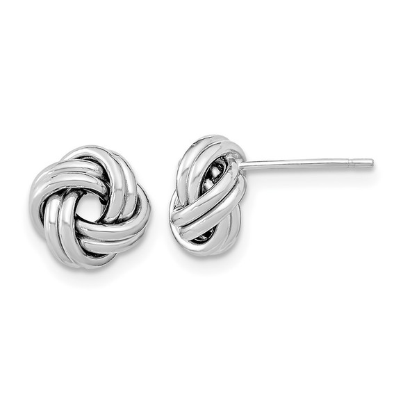 14k White Gold Polished Double Celtic Love Knot Post Earrings